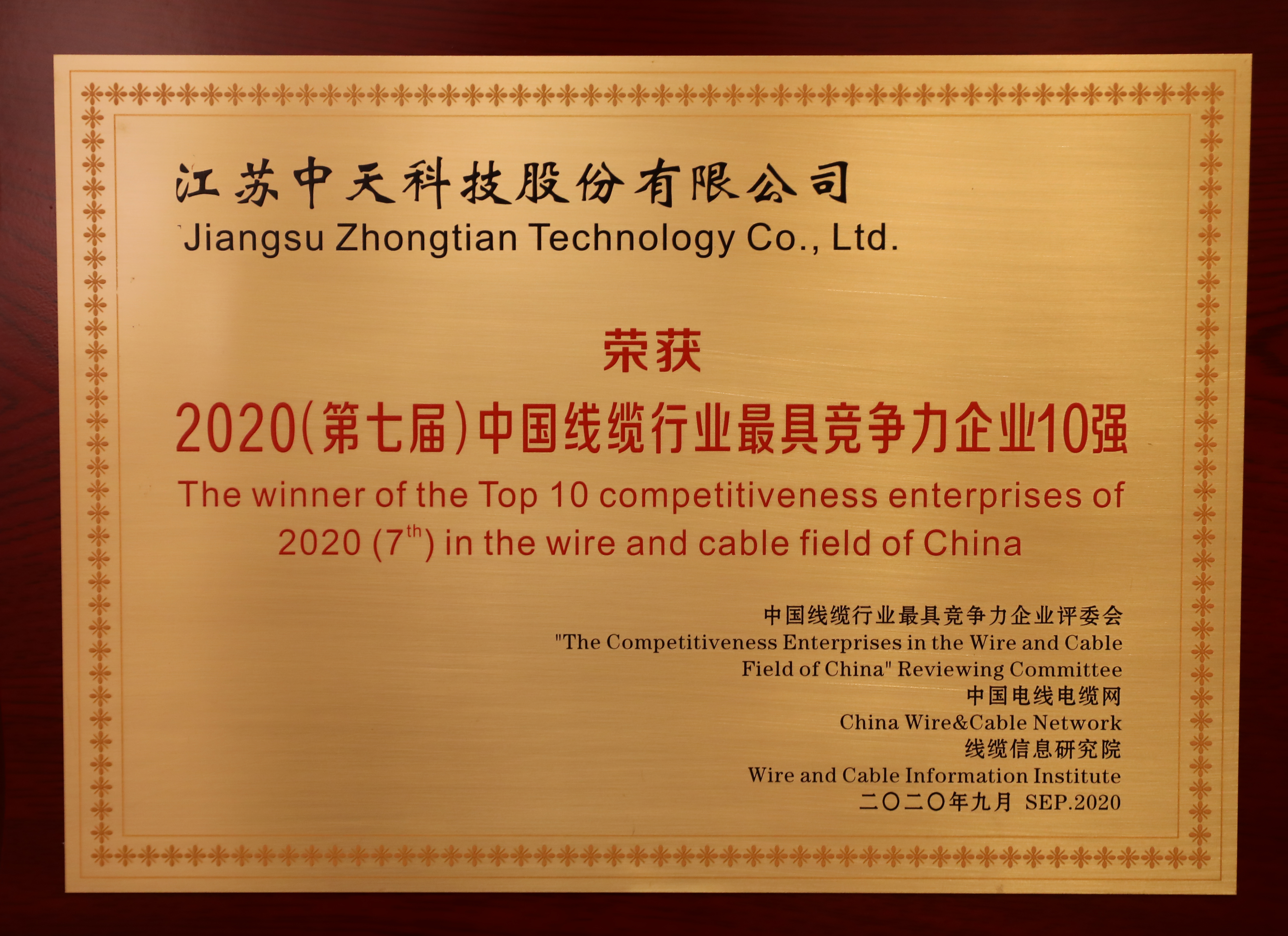 2020中國(guó)線纜行業最具競争力企業10強