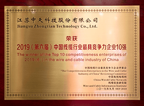 2019中國(guó)線纜行業最具競争力企業10強